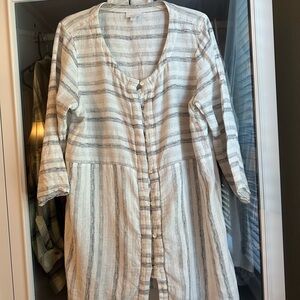 J. Jill Long Sleeve Striped Dress - Cream and Gray